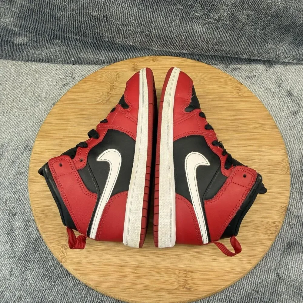 Jordan Air Jordan 1 Mid Shoes Boys Size 13C Black Red Sneakers DQ8424-061